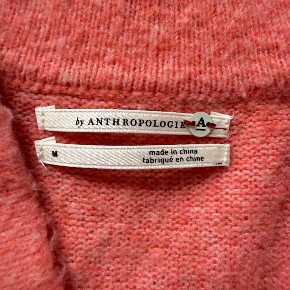 Anthropologie V-Neck Pullover Sweater Women Size M Coral Batwing Sleeve - Picture 6 of 9